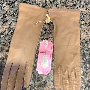Vintage long tan leather gloves